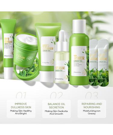Shop Green Tea Skin Care Set - Complete Women's Routine | Toner Serum Creams & Masks | Korean Beauty Gift Set - Buy Online on GoSupps.com