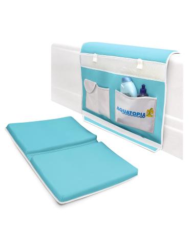 AQUATOPIA, Safety Bath-Time Cushioned Easy Kneeler & Detachable Elbow Rest, Blue