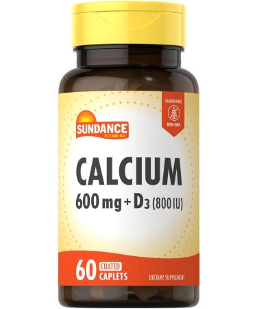 Calcium 600mg with D3 | 60 Caplets | Vegetarian Non-GMO and Gluten Free Supplement | by Sundance