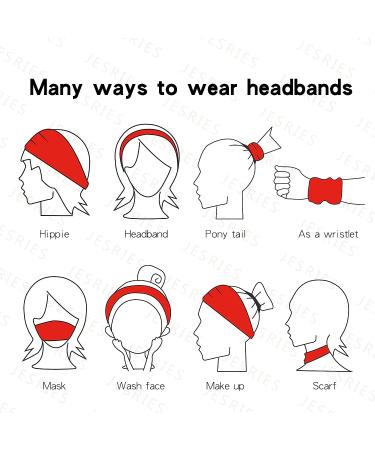 Jesries 12 Pack Boho Printed Headbands for Women - Non Slip Hair Bands for Sport, Yoga, Running - Elastic Sweat Hair Wrap for Girls - Buy Online on GoSupps.com