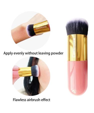 Cintanuota Adorable Chubby Foundation Brush Set - Portable 2-Piece Makeup Brush for Cream, Liquid, or Powder Makeup (Pink + Black) - Buy Online on GoSupps.com