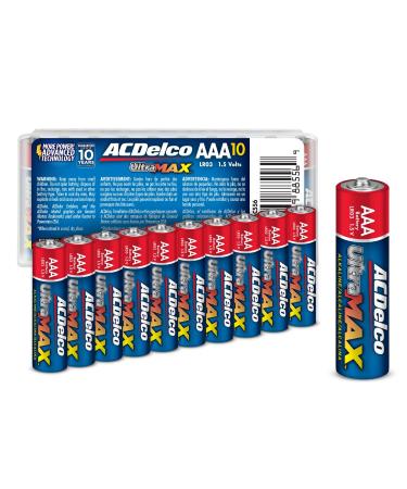 ACDelco UltraMAX 10-Count AAA Batteries, Alkaline Battery with Advanced Technology, 10-Year Shelf Life, Recloseable Packaging 1 Count (Pack of 10)