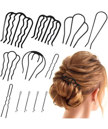 12 Pcs Hair Side Combs for Women Accessories  Hair Fork Clip for Updo Bun  U Shape Hair Combs French Twist Teeth Hair Pin Stick for Women Girls Vintage Hair Styling Accessories