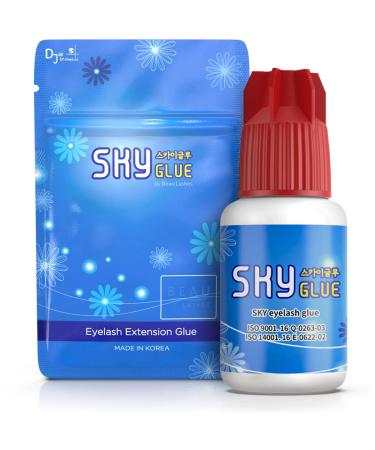 Sky Glue for Eyelash Extensions S+ | Super Strong Lash Extension Glue | Professional Black Adhesive for Long Lasting Semi Permanent Individual Lash Extensions | Fast Drying / 7+ Week Retention 5ml 1 Pack