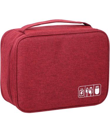 Digital Gadgets Storage Bag Separate Storage Adjustable Portable Data Cable Storage Bag for Home (Black) (Wine Red) - Buy Online on GoSupps.com