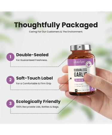 High Strength Odourless Garlic Capsules - 30,000mg - 180 Deodourised Softgels | Natural Allicin Supplement for Immune Support - Made in UK - Buy Online on GoSupps.com