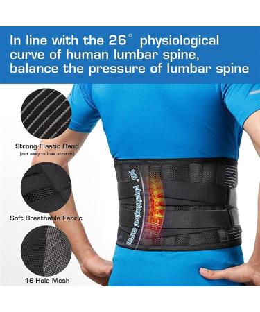 Back Brace with Warm Lumbar Pad - Ergonomic Waist Support for Lower Back Pain Relief | Medium Black | Ideal for Work & Sports - Buy Online on GoSupps.com
