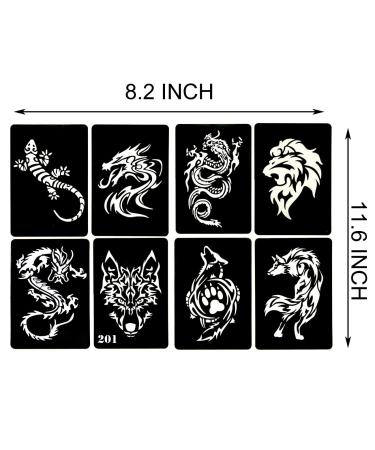 Semi-Permanent Animal Tattoo Stencils - 6 Sheet Set for Men and Women | Fake Tattoos for Body Art - Buy Online on GoSupps.com