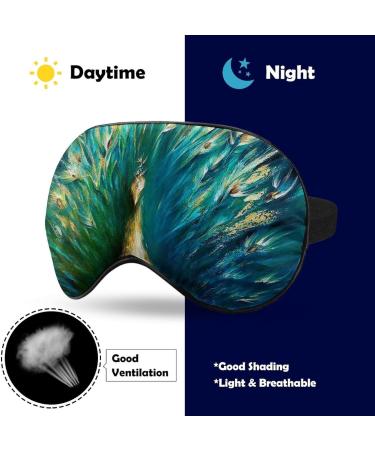 Watercolor Green Peacock Sleep Mask - Adjustable Eye Cover for Men and Women - Blocks Light for Night Travel and Nap - Buy Online on GoSupps.com