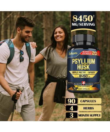 Psyllium Husk Apple Pectin Ginger Blend Supplement - 8450mg - with Black Pepper - 90 Vegan Capsules - Buy Online on GoSupps.com