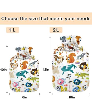 Naanle Zoo Animals Heat Bottle with Cover | 1L Transparent Hot Water Bottle for Bed Hand & Feet Warmer | Pain Relief & Cold Therapy - Buy Online on GoSupps.com