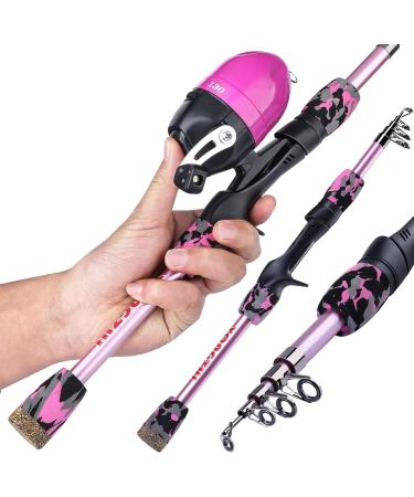 Soougayilang Children's Fishing Rods - Portable Telescopic Spincast Gear for Kids - Pink Travel Fishing Equipment & Accessories - Buy Online on GoSupps.com