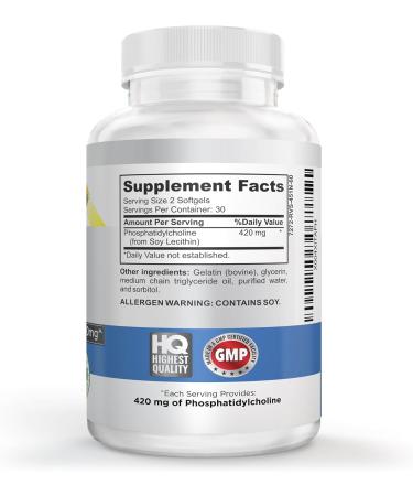 Choline Phosphatidyl High Potency Phospholipid Complex Phosphatidylcholine Pregnancy Support Mental Clarity Energy Liver Brain & Cognitive Health 420mg Softgels Non-GMO Made in USA - Buy Online on GoSupps.com