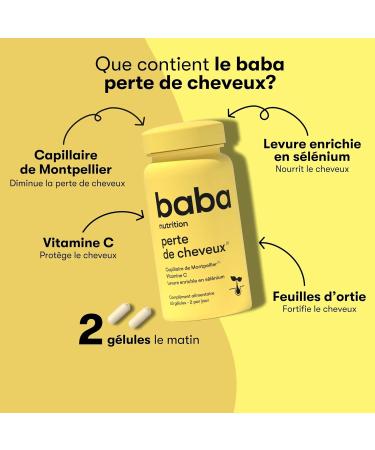 Baba Nutrition Hair Loss Supplement For Dense And Strong Hair | Brewer's Yeast Montpellier Capillary Nettle Vitamin C Selenium | Pack of 3 Boxes - Buy Online on GoSupps.com
