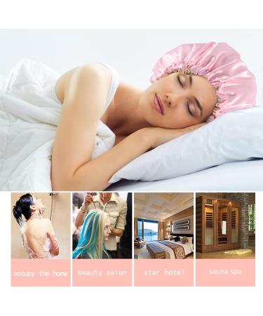 Adjustable Silk Bonnet Set for Women - Double-Sided Satin Sleep Caps for Natural Hair Protection (Black+Pink) - Buy Online on GoSupps.com