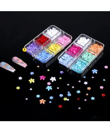 KINBOM 2 Boxes 3D Flowers for Nails with Small Caviar Beads Flat Back 3D Acrylic Flower Nail Charms Colorful 3D Floral Nail Charms Nails Designs and Decoration Flowers for DIY Nail Art - Buy Online on GoSupps.com