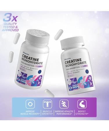 Allcoovita Creatine Monohydrate Capsules -3 Creatine Capsules per Serving 2500mg Gluten Free 90 Capsules - Buy Online on GoSupps.com