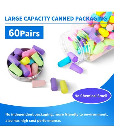 60 Pairs Soft Foam Earplugs 32dB Noise Canceling for Sleeping Shooting & Snoring Reusable Colorful Earplugs for Ultimate Sound Reduction - Buy Online on GoSupps.com
