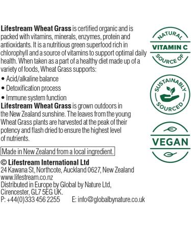Lifestream Organic Wheat Grass Powder 100g - Pure & Nutrient-Rich - Buy Online on GoSupps.com