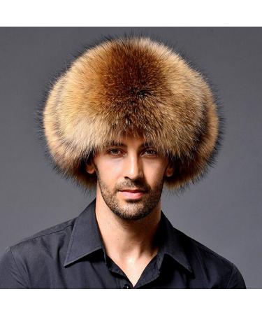 Unisex Winter Ushanka Trooper Hat with Ear Flap Chin Strap | Fox Mink Fur | Adjustable 58CM | Brown - Buy Online on GoSupps.com