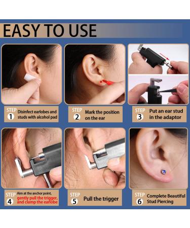 Self Ear Piercing Gun Kit with 12 Pairs of CZ Ear Studs - Salon and Home Use - Buy Online on GoSupps.com
