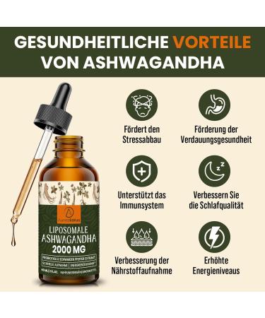 Aureasalus Liposomal Ashwagandha 2000 mg - Pure Natural Extract with Probiotics & Black Pepper (Pack of 2 60 ml) - Enhance Wellness & Reduce Stress - Buy Online on GoSupps.com