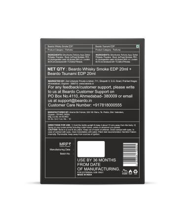 Beardo_Whisky Smoke & Tsunami Perfume Combo (20 ml x 2) | Spicy Woody - Oudh Notes of Whisky Smoke & Fresh Aquatic Notes of Tsunami | Lasting Mens Perfume | Ideal gift for men - Buy Online on GoSupps.com