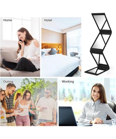 Arqumi Portable 4 Panel Foldable Makeup Mirror for Travel - Multi-Angle Compact Mirror in Black - Buy Online on GoSupps.com