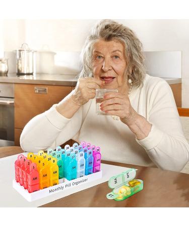 Monthly 2x a Day Pill Organizer - AM PM Large 30 Day Pills Box Case - Buy Online on GoSupps.com