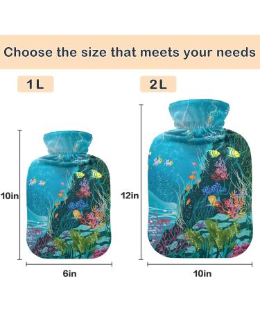Naanle Ocean Underwater World Heat Bottle - 2L Transparent Hot Water Bottle for Bed Hand & Foot Warmer - Pain Relief & Cold Therapy - Buy Online on GoSupps.com