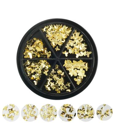 DSHIJIE Gold Butterfly Nail Art Charms Stickers Metal Slice Nail Studs 3D Fingernail Metallic Glitter Sequins Alloy Crystal for Women Girls DIY Nail Art Decoration Salon Home Manicure Supply Gold Butterfly Nail Art Decor...