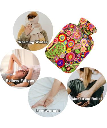 NAANLE Colorful Flower Hot Water Bottle with Cover 1L for Menstrual Cramps & Pain Relief | Handheld Heat & Cold Therapy - Buy Online on GoSupps.com