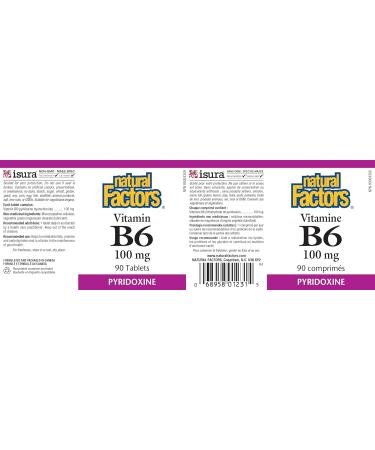 B-6 Pyridoxine Hcl 250mg (90Tablets) Brand: Natural Factors - Buy Online on GoSupps.com