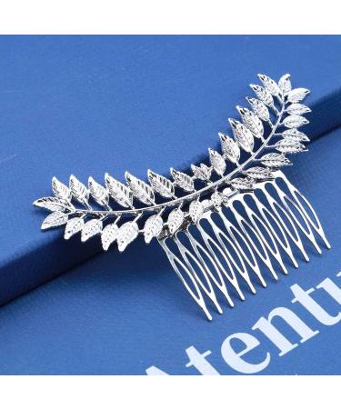 Dervivea Vintage Leaf Hair Comb Barrette Silver Leaves Hair Clips Laurel Leaf Hair Comb Metal Hair Piece Greek Goddess Hair Comb Accessories for Women and Girl Headdress (Silver) - Buy Online on GoSupps.com
