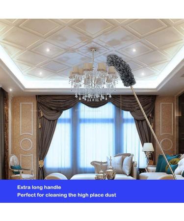 100 Stainless Steel Microfiber Duster with Extension Pole - Extendable, Bendable Head for High Ceiling Fan, Interior Roof, Cobweb, Gap Dust - Wet/Dry Cleaning - Buy Online on GoSupps.com