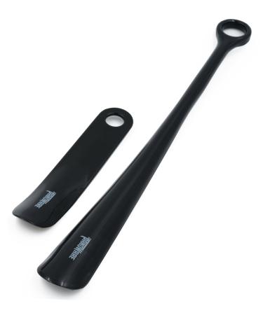 Panoware Set of 2, Extra Long Handle Shoe Horn and Travel Shoe Horn, Black