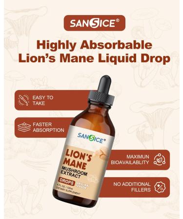 SANSICE Lion Mane Supplement Organic Lion's Mane Liquid Drops for Focus Hericium erinaceus Mushroom Extract Tincture for Brain Immune Memory Clarity Alcohol Free Non-GMO 4 Fl oz - Buy Online on GoSupps.com