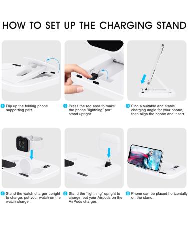 3 in 1 Portable Charging Station for Apple Products | Foldable Dock for iPhone/AirPods | Compatible with iWatch Series | Includes 15W Adapter | White - Buy Online on GoSupps.com