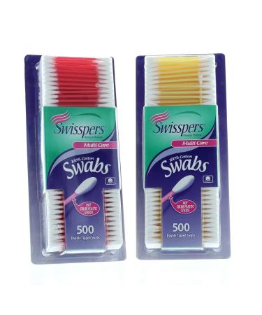 Swisspers Double Tipped Cotton Swabs 500 ea (Pack of 2)