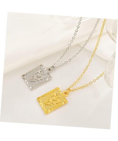 KOMBIUDA Butterfly Necklace Gold Necklace Pendant Vintage Jewelry Necklace for Men Square Golden Necklace Man Golden 53x1CM - Buy Online on GoSupps.com