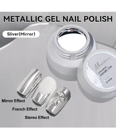 Erinde Silver Metallic Nail Polish Gel Mirror Effect Nail Polish Gel Set 3D Gorgeous Long Lasting Nail Gel Quick Dry Silver Painting Gel Nail Liner Painting DIY Nail Glitter with 3 Brushes yellow - Buy Online on GoSupps.com
