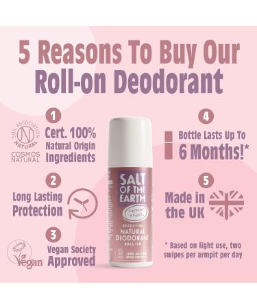 Salt of the Earth Lavender & Vanilla Deodorant Roll-On - 100% Natural, Vegan, Cruelty-Free - 75ml - Buy Online on GoSupps.com