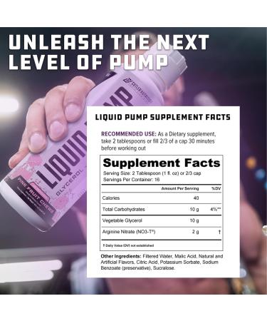 Liquid Pump - Glycerol and Arginine Nitrates for optimized pump pre-workout liquid caffeine free non stim pre-workout for energy and performance and nictic oxide booster | Pink Fruit Chews flavor Pink Fruit Chews 16 Fl Oz (  - Buy Online on GoSupps.com