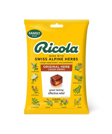 Ricola Original Natural Herb Cough Suppressant Throat Drops, 50 Drops, Fights Coughs Naturally, Soothes Throats, Naturally Soothing Relief