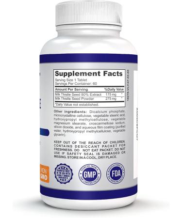 O!VITA Milk Thistle Complex Extra Strength 450mg Supports Healthy Liver Function up to 2-Month Supply (60 Non-GMO Vegan Tablets) - Buy Online on GoSupps.com