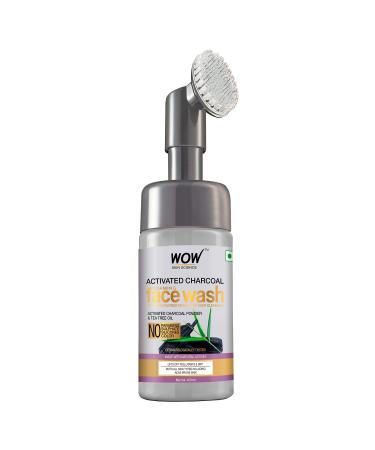 WOW Skin Science Activated Charcoal Face Wash With Built-In Face Brush For Removing Impurities - Detox Cleanse Purify - (100 ml)
