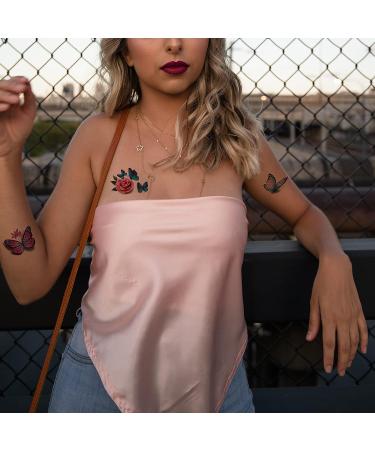 Coszeos 40 Sheets Butterfly Tattoos - 3D Temporary Fake Flower Colorful Butterflies Wings Stickers for Women, Girls, Kids - Waterproof Body Art for Face, Arm - Birthday Party Favors - Buy Online on GoSupps.com