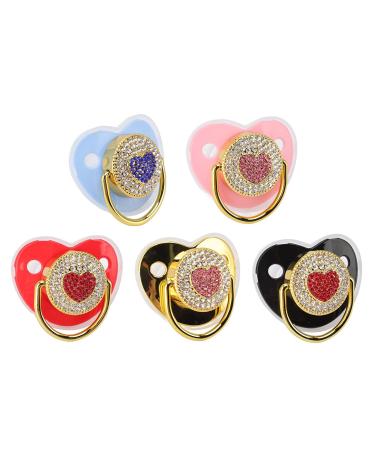 Hyuduo Heart Shape Baby Pacifier - Rhinestone Soft Nipple for Boys & Girls (Blue) | Newborn Essential - Buy Online on GoSupps.com