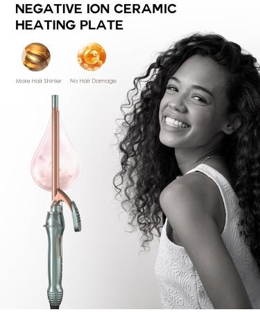 3/8 Inch Curling Iron - Tiny 9mm Wand for Medium Long Hair Ceramic Barrel LCD Display Heat Glove - Perfect Tight Curls in Green - Buy Online on GoSupps.com