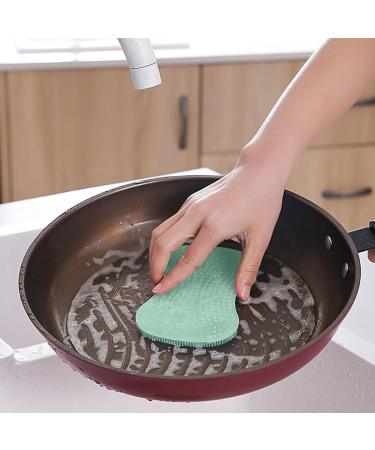 Fovolat Silicone Sponge | Multipurpose Dishwashing Sponge with Soft Bristles Design Quick-Drying Kitchen Sponge Kitchen Scrubber for Pot Pan Dish Bowl Green - Buy Online on GoSupps.com